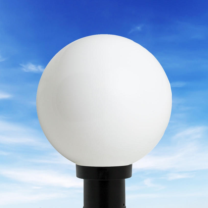 10" White Globe Post Mount Light Fixture Black Base Questions & Answers