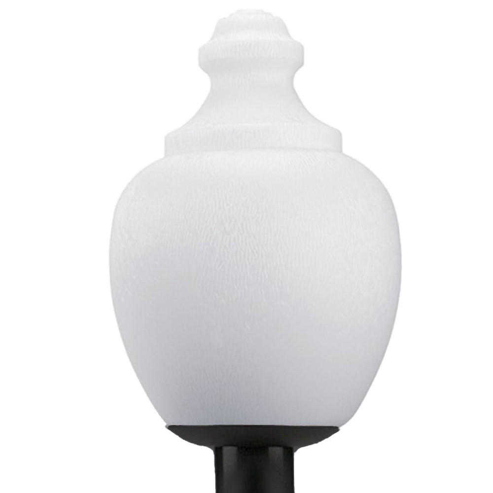 White Acorn Outdoor Post Top Light Fixture with Black Base Questions & Answers