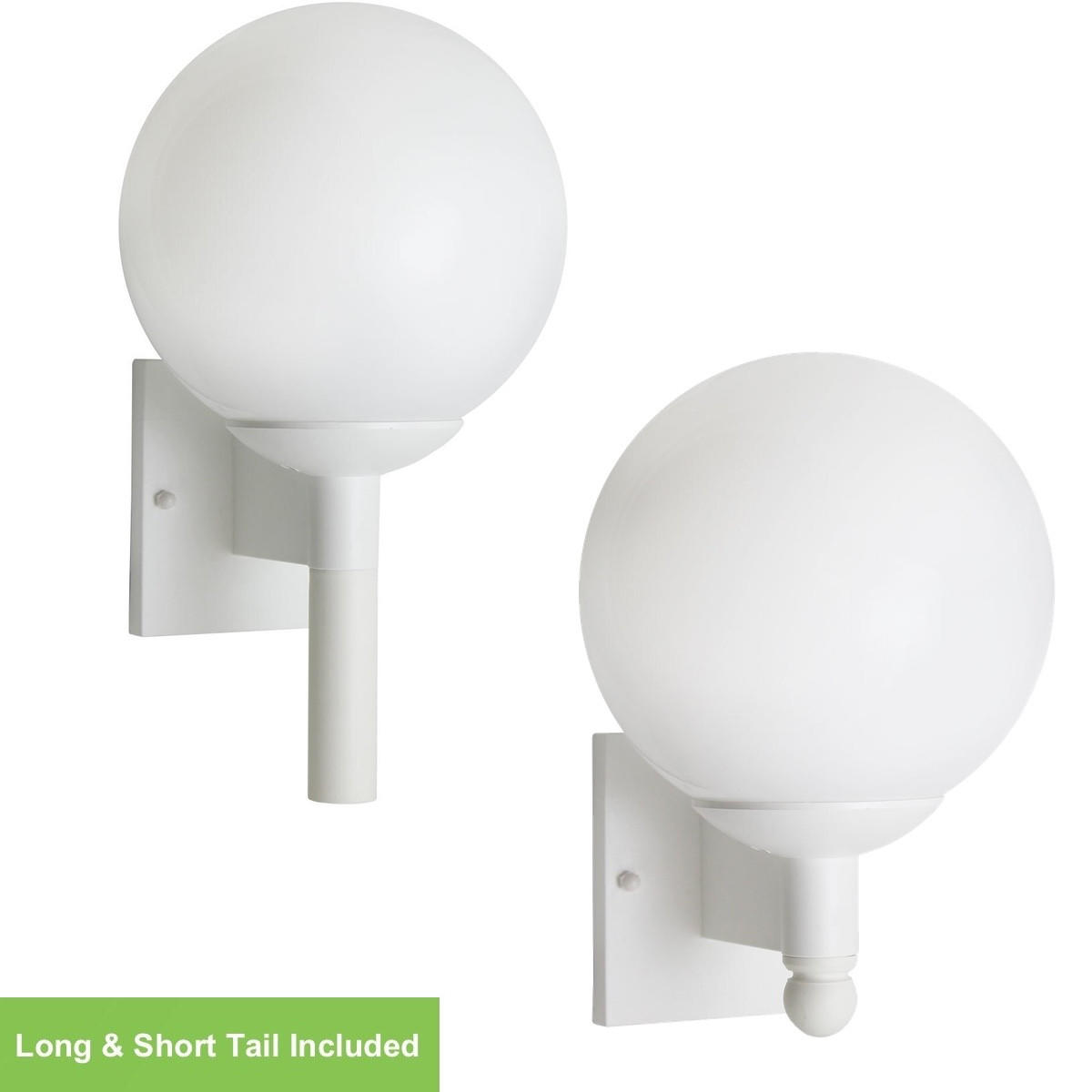 White Globe Outdoor Wall Lantern Pencil Neck Light Fixture Questions & Answers